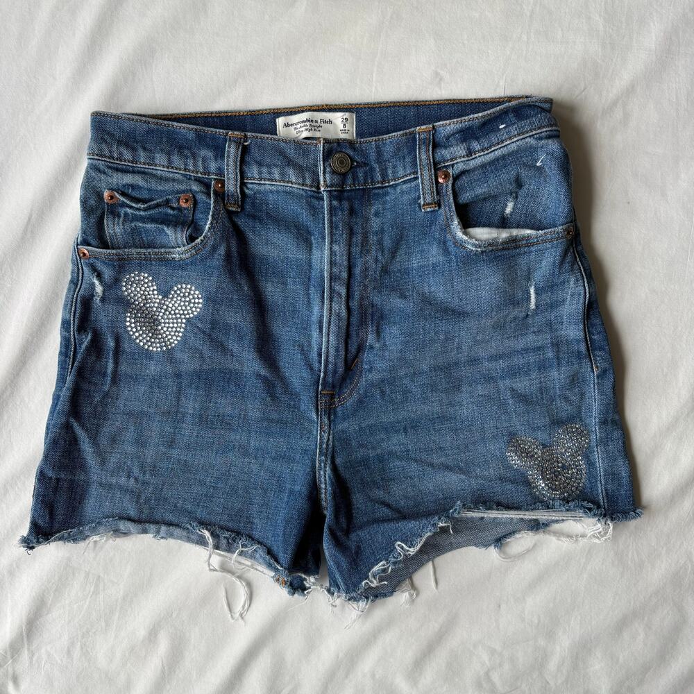 Abercrombie Rhinestone Denim Shorts Y2K High Rise - Size 29